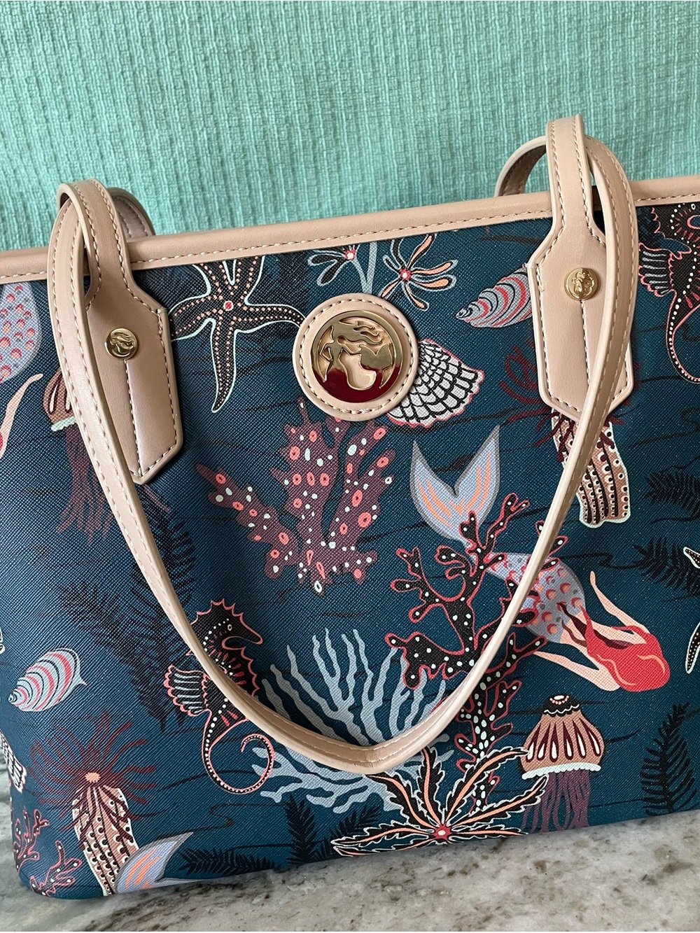 Spartina 449 Teal and Blush Sea Life Satchel